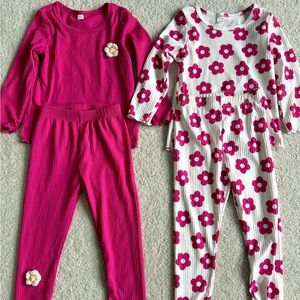Set of 2 Girls Pink Floral Lounge Set
